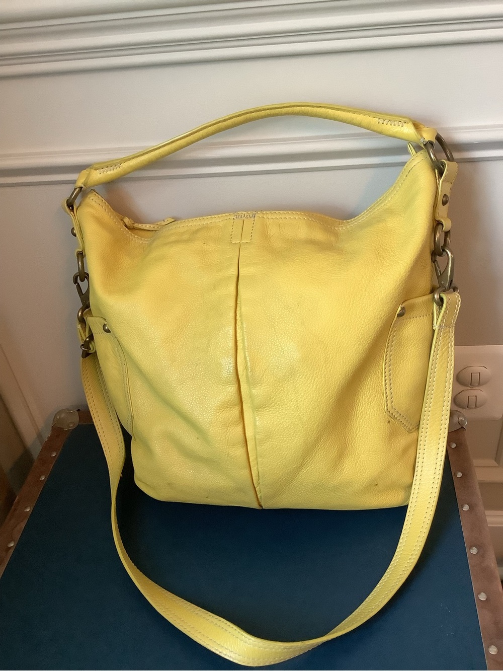 Vintage J.Crew Yellow Leather Shoulder Bag - Women's Hobo Tote